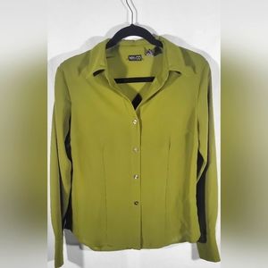 NY & CO olive colored sheer top